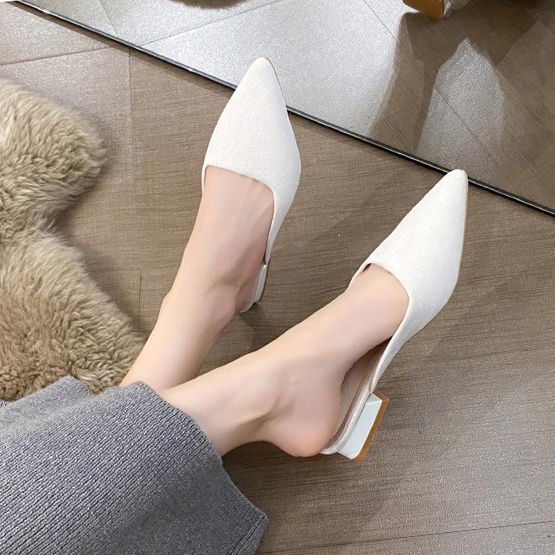 Модные леопардовые туфли-мюли для женщин шлепанцы на квадратном каблуке женские 2025 новые роскошные дизайнерские из искусственной ПУ кожи элегантная офисная обувь 35 3498₽