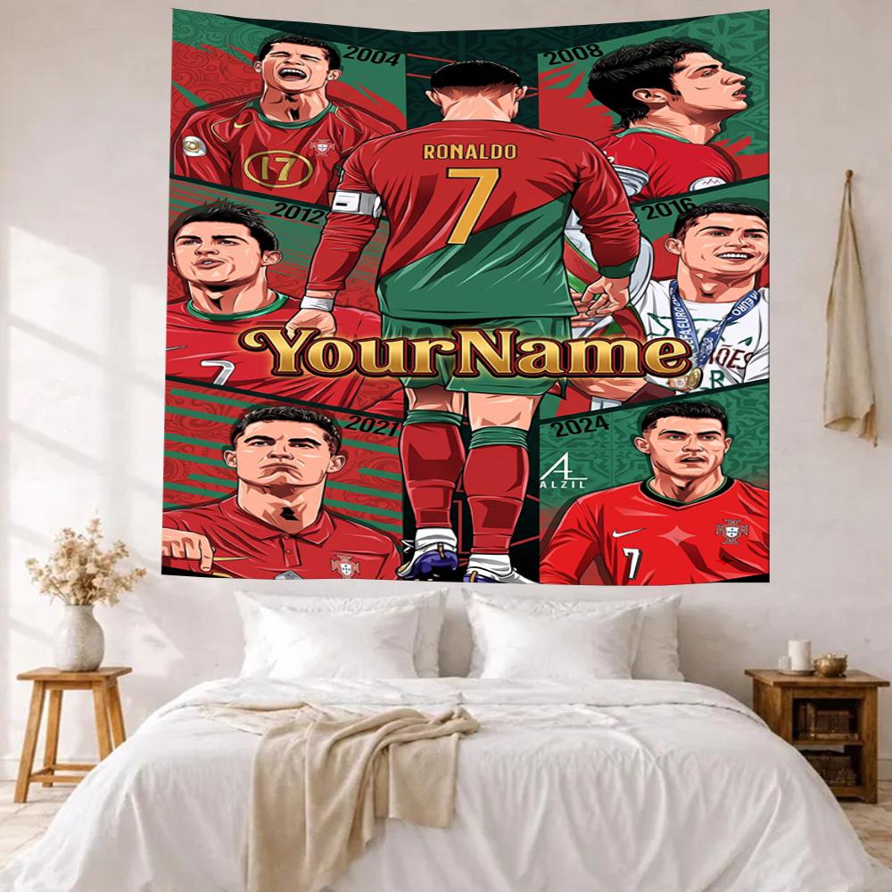 Cristiano Ronaldo Custom Jouw Naam Muurdecoratie Wandkleed Kunst Voor Huisdier Herdenking Verjaardag Bruiloft Feest Achtergrond Familiecadeau