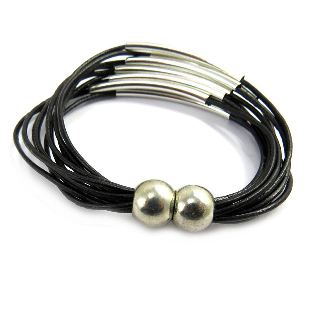Les Trésors De Lily [M0706] - Black 'Peaceful' Designer Bracelet (10 Rows)