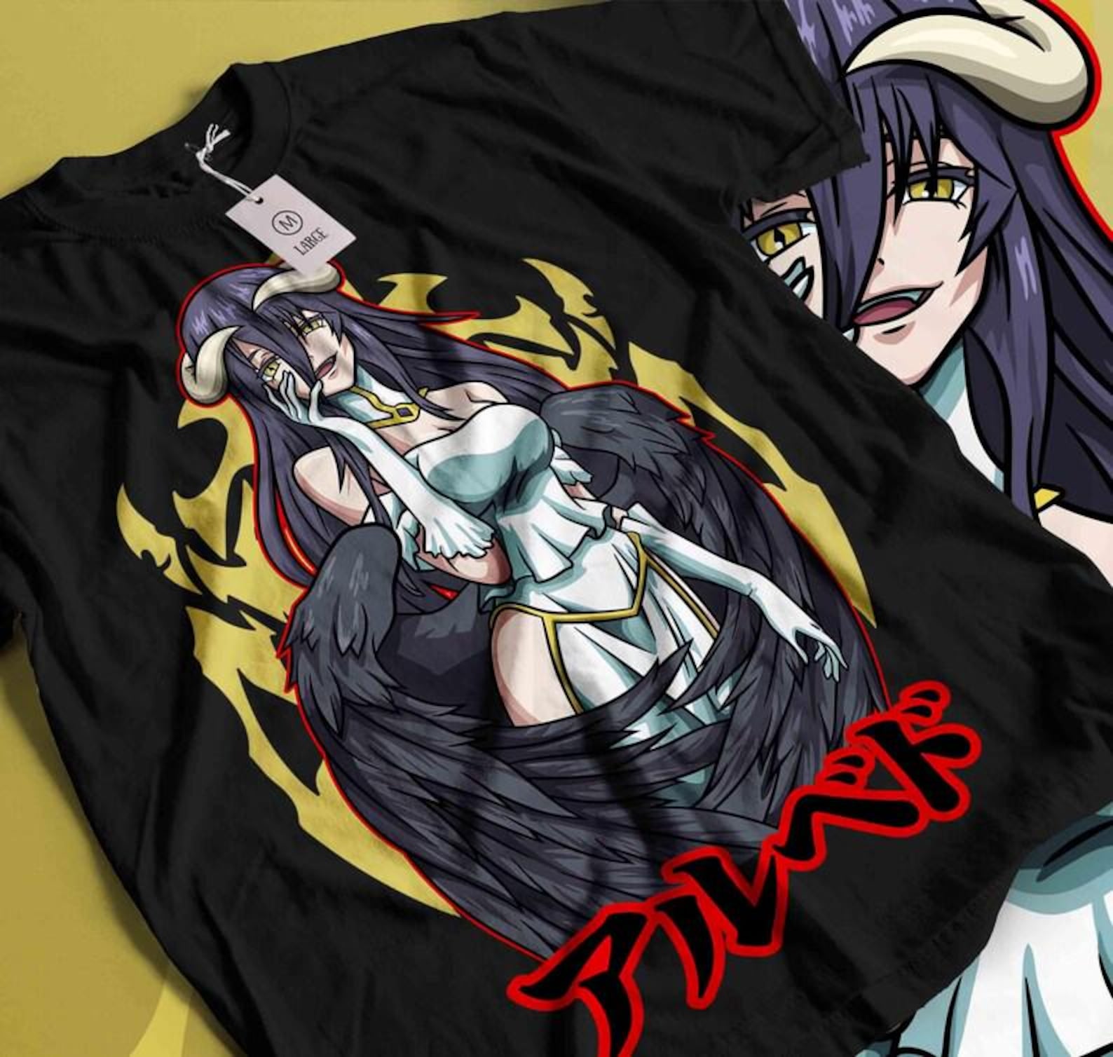 Albedo Overlord T-Shirt, Anime Overlord Character, Demon Girl, Succubus, Ainz Ooal Gown, Momonga, Tomb of Nazarick, Anime Streetwear S