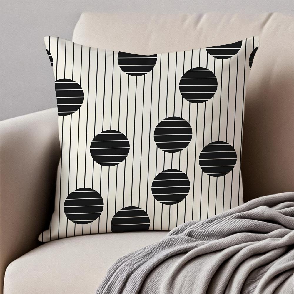 Vintage Retro Geometric Shading Background Cushion Cover Pillowcase Antidustmite Invisible Zipper Short Plush Sofa Cushion