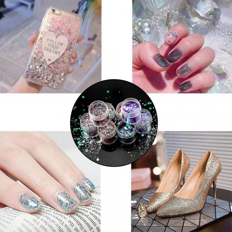12 Dosen Glitzer für Gesicht Körper Glitzer, Glitzer Pailletten Grober Glitzer für Gesicht Nägel Augen Lippen Haare Körper Make-up Glitzer Paillette(10ml)