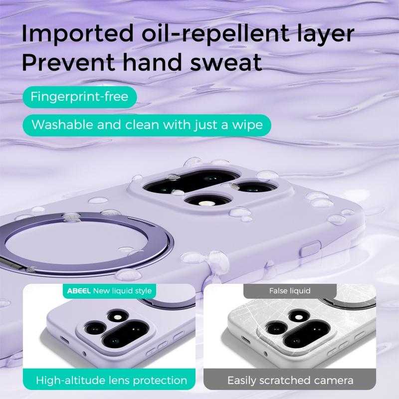 Liquid Silicone Invisible Magnetic Rotating Stand Case For OnePlus 1+ 15 Wireless Charging Soft Shockproof Case Cover