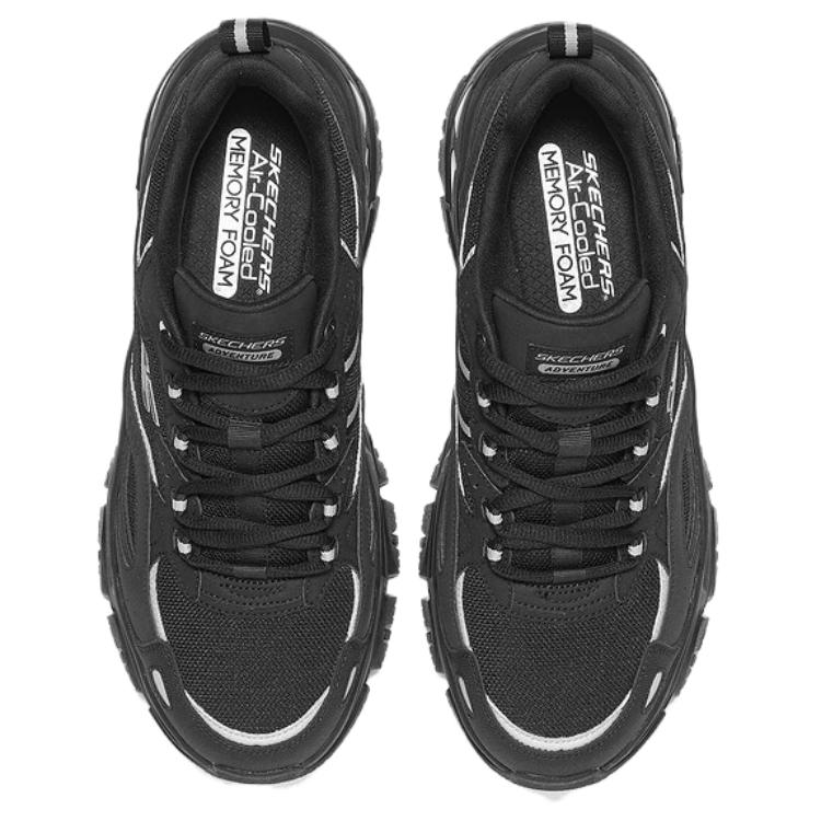 Skechers DLites Hiker Fabric Synthetic Leather Comfortable Fashion Durable Balance Increased Height Low Top Dad Shoes Men Sneakers Black 237423-BKSL