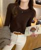 Autumn and winter new solid color soft waxy round neck knitted bottoming shirt female slim slim slim pullover sweater with top