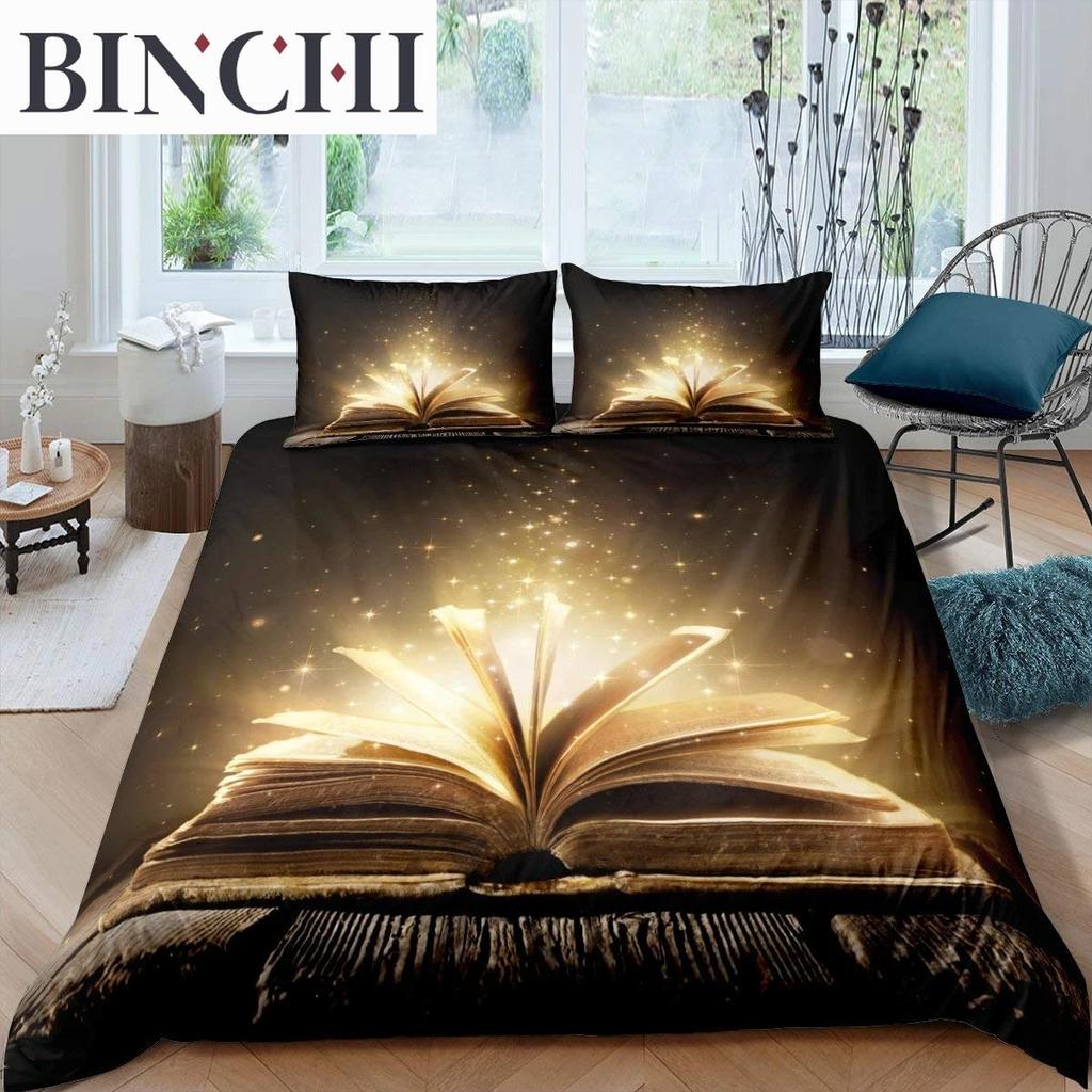 Regalo per Amanti dei Libri Set Copripiumino Matrimoniale, Set Biancheria da Letto per Lettori e Amanti della Letteratura, Copripiumino Vintage con Libreria