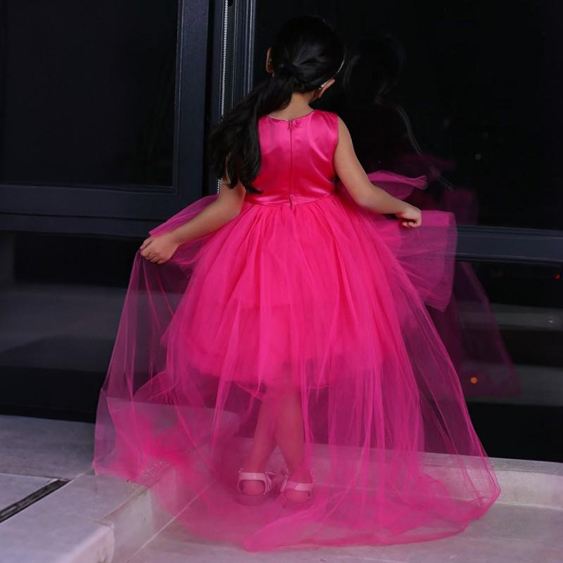 Girls Sequin Princess Tulle Dress Kids Piano Performance Host Gown 4-7Y