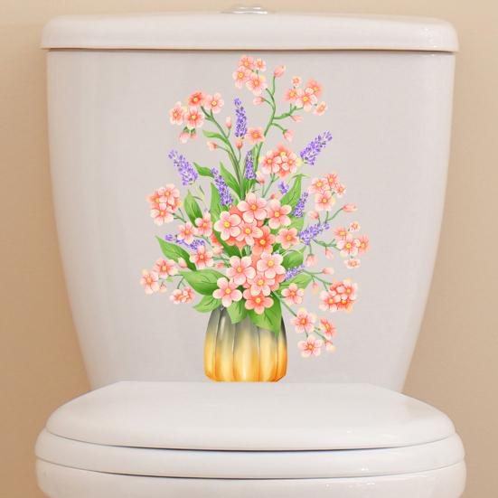 

Розовая ваза для цветов, стикер для унитаза, съемный самоклеящийся, водостойкий, ПВХ, настенная наклейка для гостиной, ванной комнаты, крышка унитаза, украшение, наклейка