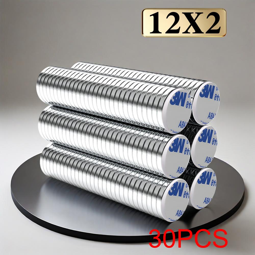 12x2mm  Super Powerful Round Neodymium Magnet  With double-sided adhesive Magnet N35 Strong Permanent Magnetic imanes
