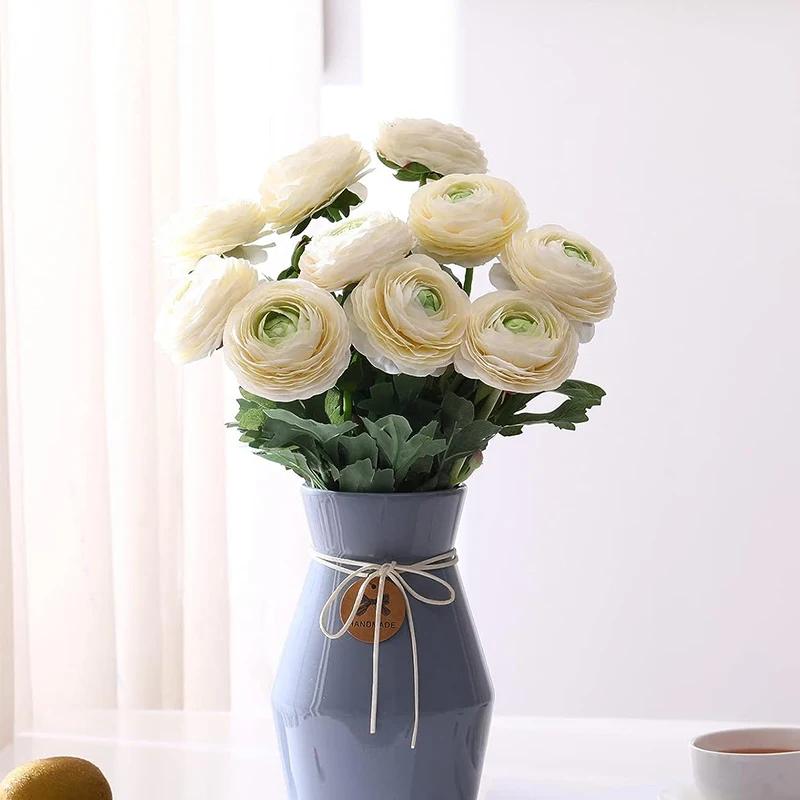 Künstliche Blumen mit Echt-Touch Ranunculus Blumen Seiden-Ranunculus Blumen 10er Pack