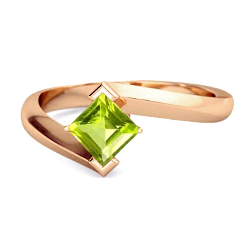 Peridot Sleek Tension-Style Ring - 925 Sterling Silver Rose Gold Vermeil 10 розового золота