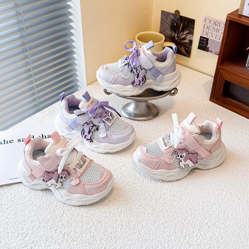 Children's double net cute sneakers 2025 spring new girls cartoon sneakers children's breathable dad shoes