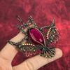 Faceted Kashmir Ruby Pendant Copper Wire Wrapped Jewelry Owl Pendant Handmade Pendant Gemstone Jewelry Copper Wire Pendant Gifts For Friend