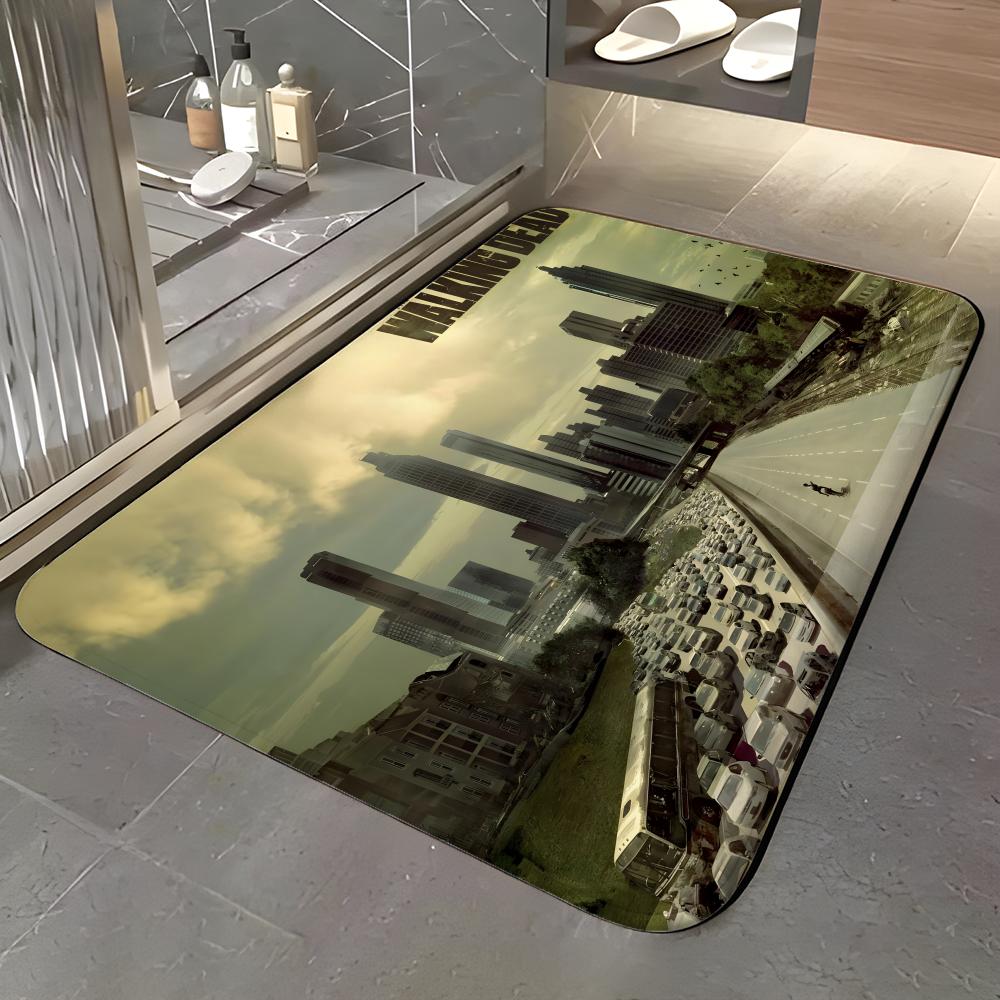 show T-The Walking Dead Floor Mat Soft Flannel Entrance Door Mat Non Slip Absorbent Bathroom Bedroom Floor Rug