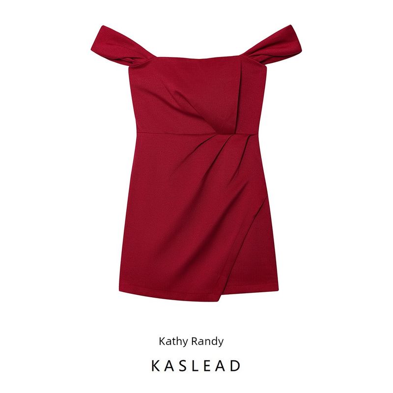 Kaslead New Women Clothes Western Style Drop Shoulder Sleeve Strapless Mini Dress 8634303
