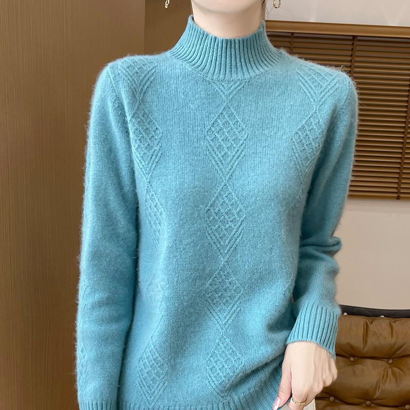 Suéter de cachemira para mujer Qinghe cachemira 30% cachemira 70% lana jersey de otoño e invierno cálido y a la moda