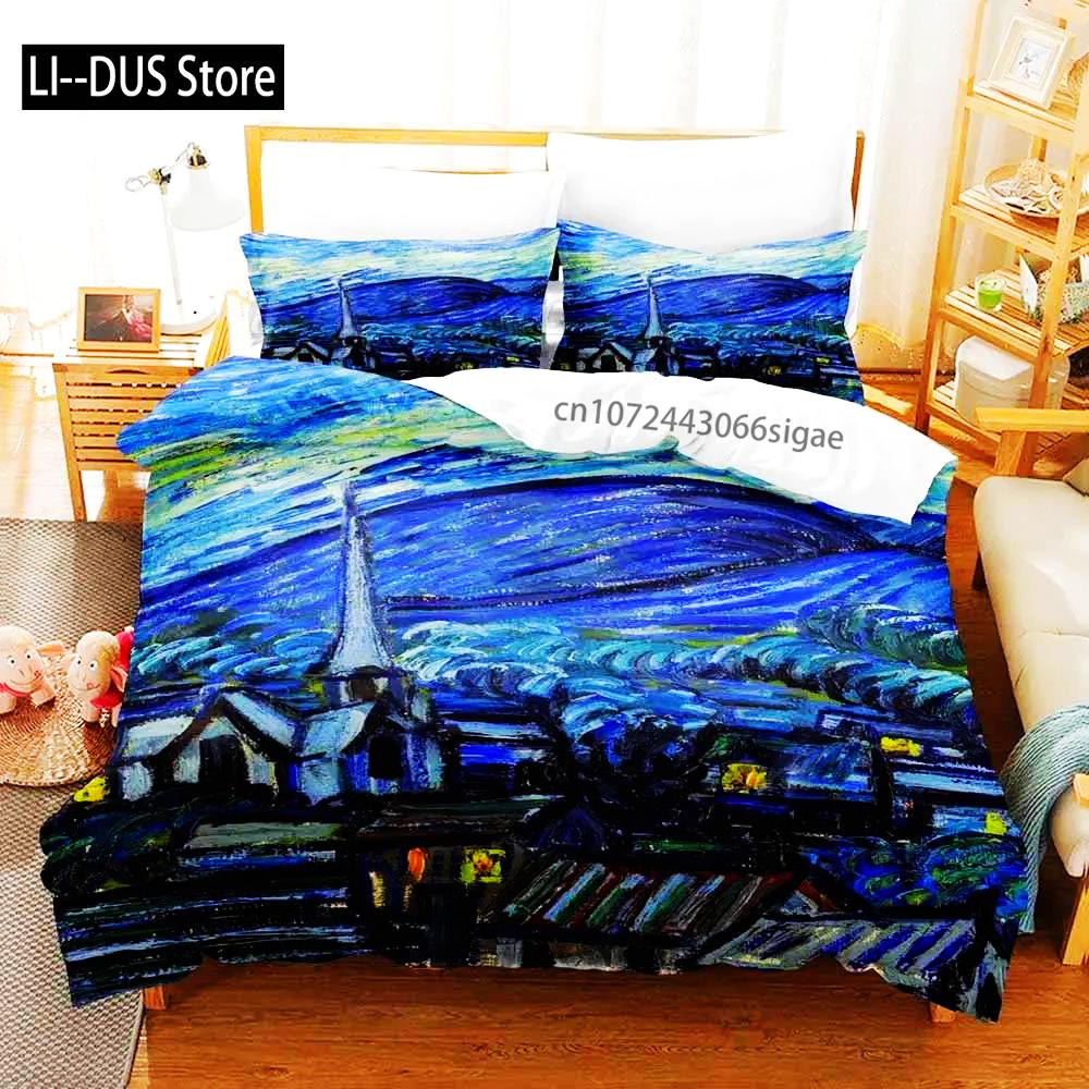 2022 Van Gogh Boys Bedroom Duvet Cover Single Double Full Queen King Size Retro Classic 3D Bedding Set Duvet Cover Bed Set