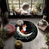 Wreath Flower Fox,Round Area Rug,Carpet Rug for Living Room Bedroom Sofa Playroom Decor,Non-slip Floor Mat