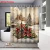 1Pc Merry Christmas Printed Waterproof Shower Curtain Partition Privacy Hanging Curtain, With 12 Hooks, Easy To Install