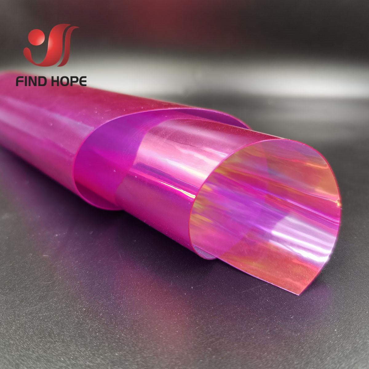 

50*95CM Transparent PVC Fabric Iridescent Holographic Laser Rainbow Shiny Vinyl DIY Bows Earring Handmade Craft Bag Roll