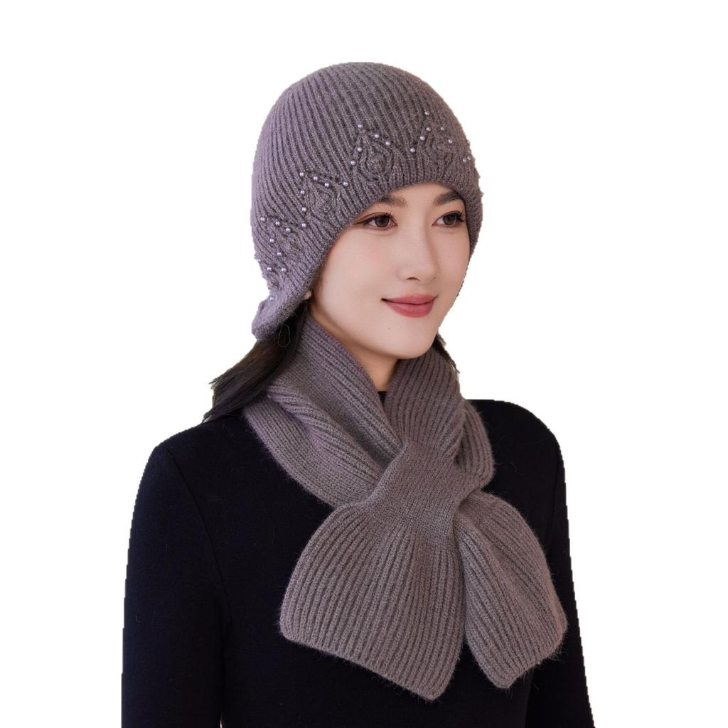 Autumn and Winter Middle  Aged and Elderly Mother's Hat Rabbit Plush Woolen Hat Old Lady's Plush Duck Tongue Women's Warm Knitted Hat