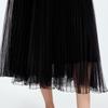LANCY Flowy A-Line Pleated Mesh Midi Skirt