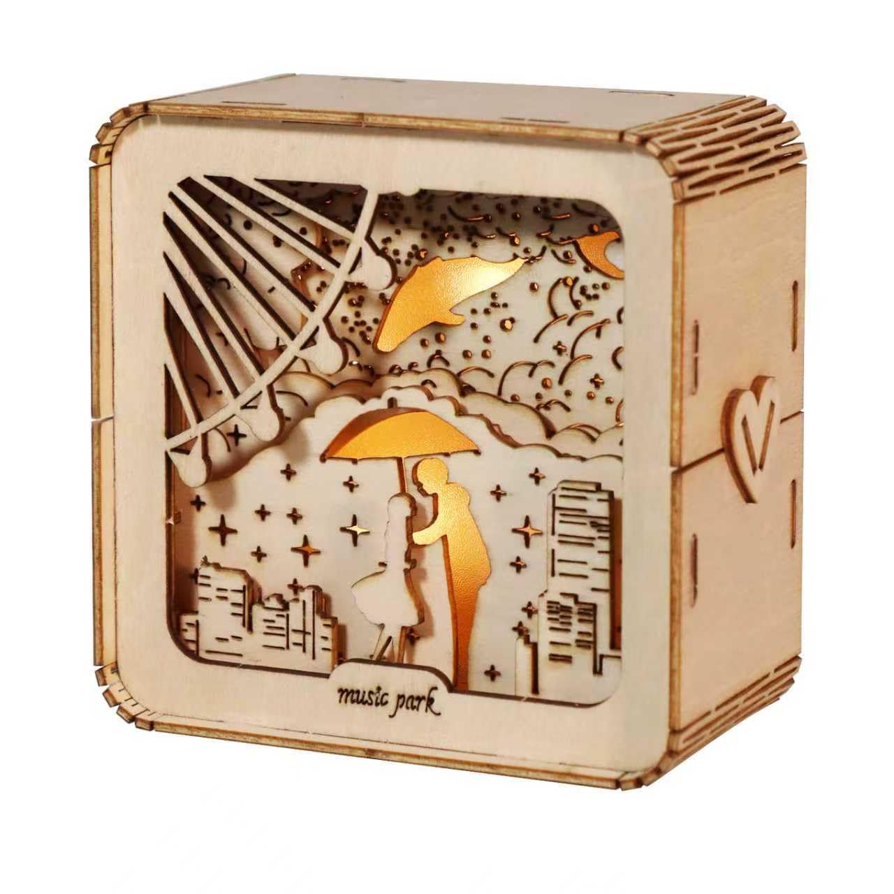 

MusicPark 3D Puzzle for Adults, DIY Wooden 3D Puzzle, Lovely Night Light Model, Desk Decoration, Birthday Gift for Women