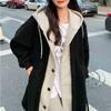 Korean Chic Autumn and Winter New Long Hooded Skirt Jacket Lamb Velvet Versatile Loose Fashion