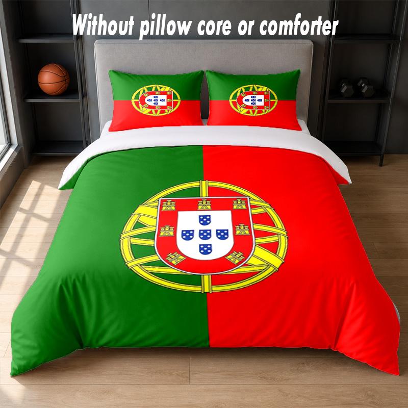 Portugal national football team Design Bed Bedding Set 1 Duvet Cover + 2 Pillowcases Soft Breathable Household Bed Linens