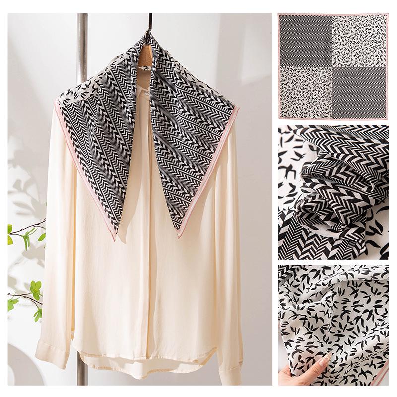 

Элегантный двухсторонний креп-шарф: 100% шелк тутового дерева, универсальная и солнцезащитная шаль для женщин 70*70cm