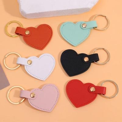 Car Key Holder Heart Shape Keychain Simple Colorful Pendant Leather Heart Keyring  Birthday Gift