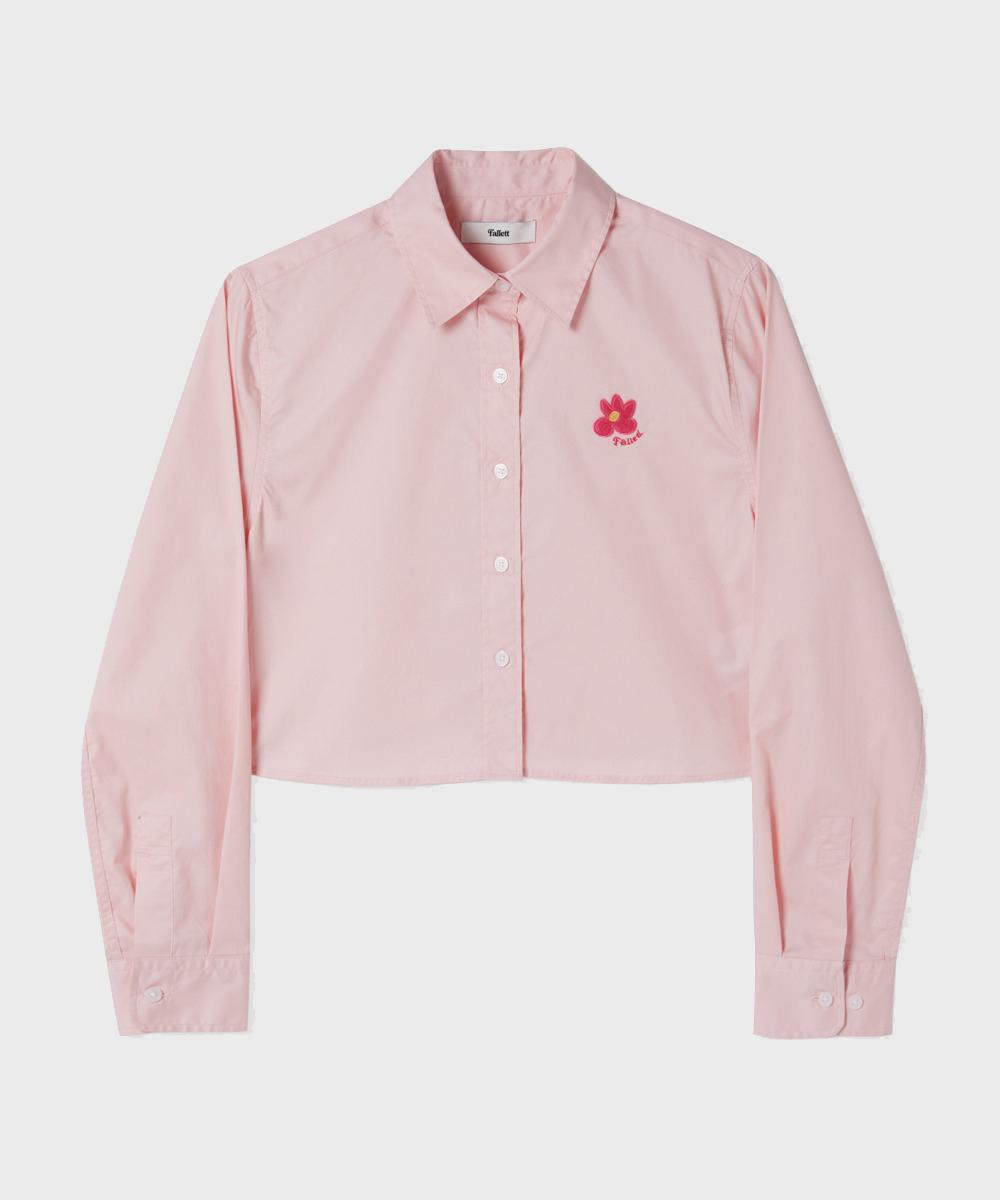 Pallet Flower Point Crop Shirt Pink Pink/M