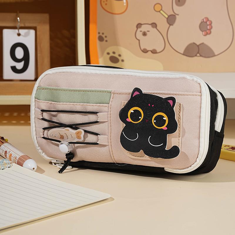 Panda Pencil Bag Green Multi-Layer Large Capacity Pensil Case Cute Cartoon Pen Holder Stationery School Supplies Gift Organizer