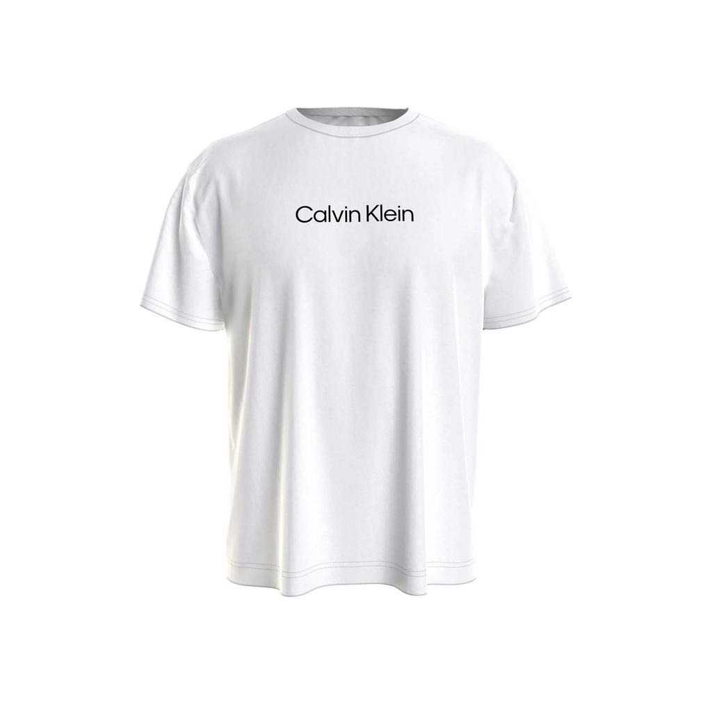 Calvin Klein Loose Fit Letter Print Crew Neck T-Shirt Men Tops White KM0KM00843-YCD