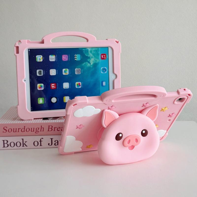 Retractable Stand Protective Case for iPad Air A16 with Pig Design