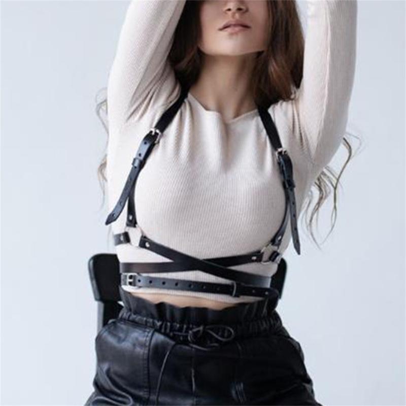 Adjustable Punk Style Synthetic Leather Waist Cincher Women's Harness Belt For Body Shaping And Fashionable Outfits