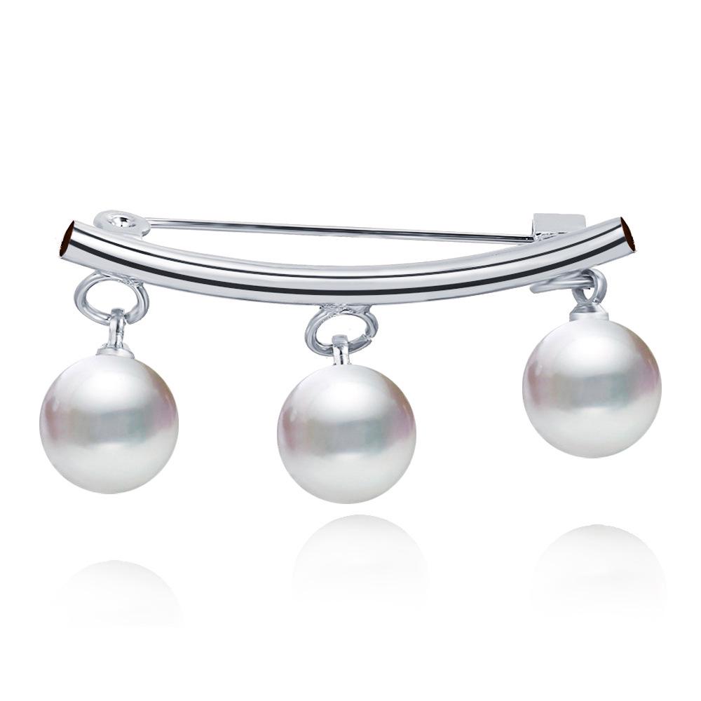 Women Fashion Alloy Pearl Beads Brooch Jewelry Accessories for Scarf Shawl Dress