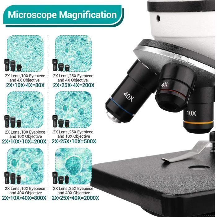 Microscope - hutact x-2 - grossissement 40x-2000x - éclairage led double - design professionnel en métal