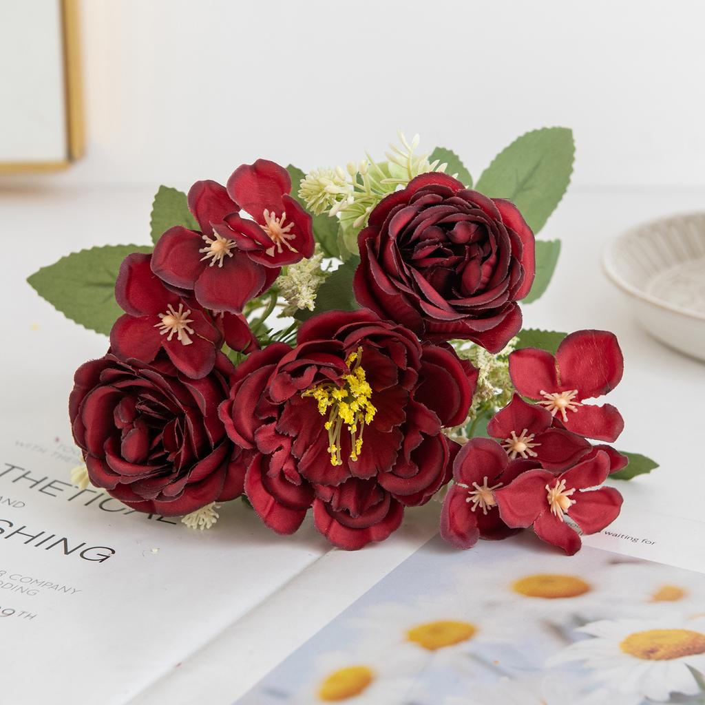 Artificial Flowers High Quality Silk Peony Hydrangea Festival Wedding Bridal Bouquet Home Room Table Vase Wreath Diy Gift Decora