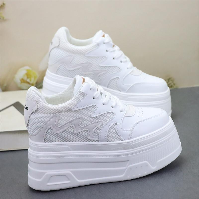 Fashion 10CM Thick Soled Women's Vulcanize Shoes Retro Platform Ladies Leisure Sneakers 12CM High Wedges Chunky Female Footwear 34-39