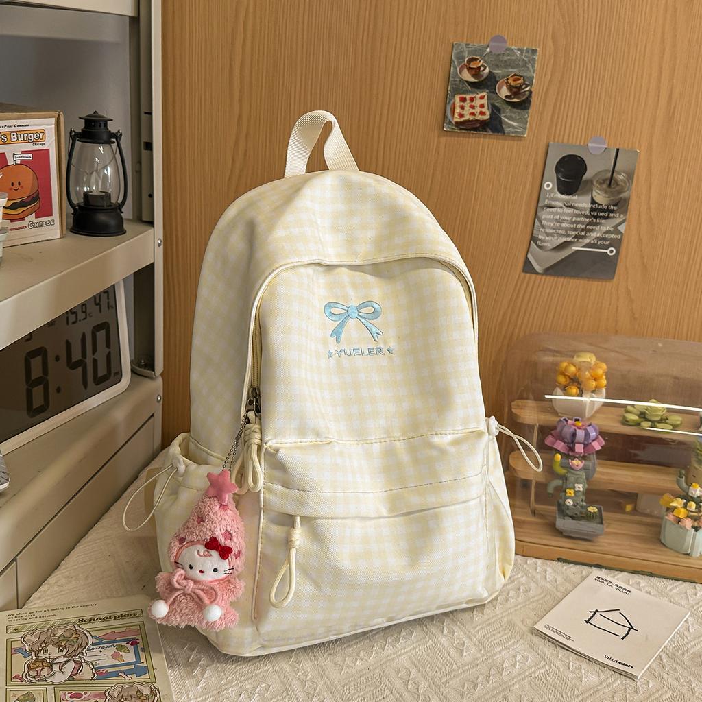Schoolbag high value plaid backpack Japanese new cute sweet student class schoolbag pastoral leisure backpack women