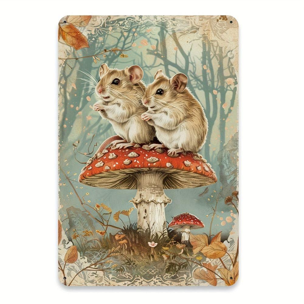 Funny Pig in Meadow Metal Tin Sign Wall Decor 20x30cm