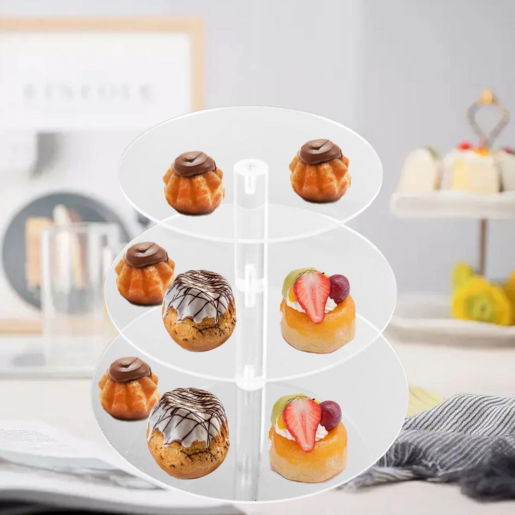 Cupcake Stand Multi Round Tiers Transparent Acrylic High Stability Cupcake Tower for Display Serving Party