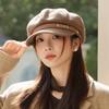 Vintage British Style Belt Buckle Octagonal Hat Women's Autumn New Painter Hat Beret