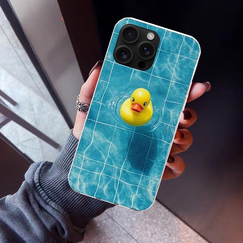 Rubber Ducks Swimming Pool Phone Case For iPhone 17 Air 16 15 Pro Max 14 Plus 13 Mini 12 11 Cover 7 8 SE Silicone Shell Print Fu