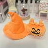 Doll Clothes Halloween Pumpkin Overalls Plush Doll Costume with Black Hat Cute Outfit for 15cm Dolls Display