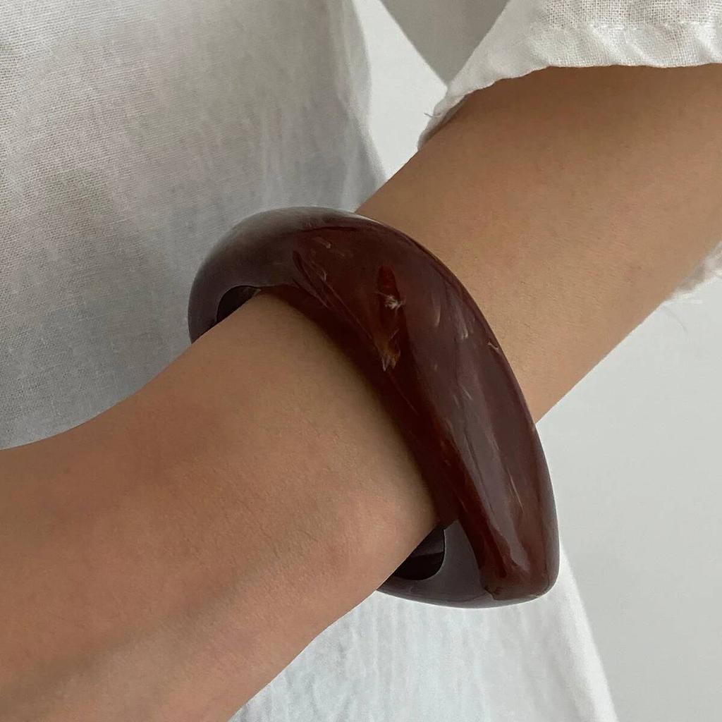 Salircon 3 Styles Boho Irregular Thick Resin Acrylic Bangles Women On Hand Vintage Geometric Elegant Bracelets Pulseras Jewelry