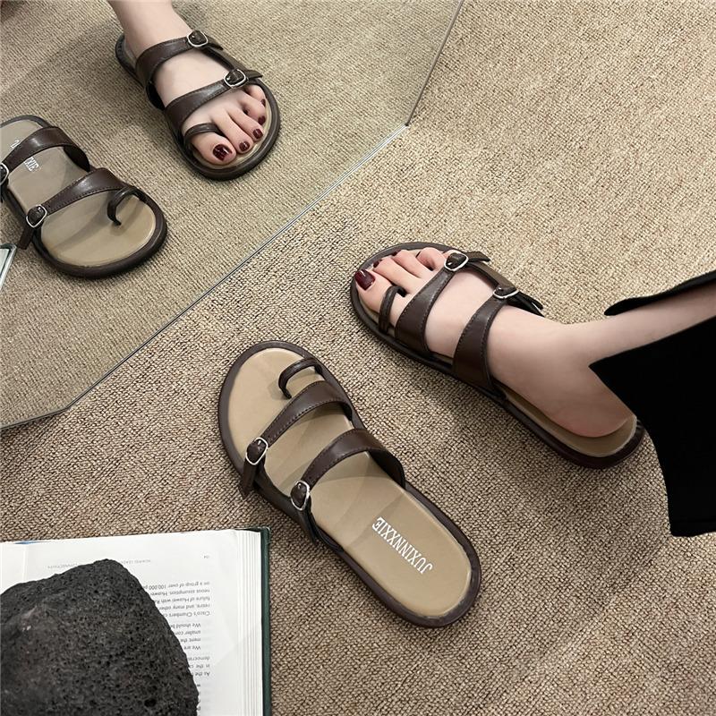 Cool Slippers Women's Summer Wear New Sets of Toes Pinched Feet Seaside Roman Beach Sandals Niche Gentle Evening Breeze