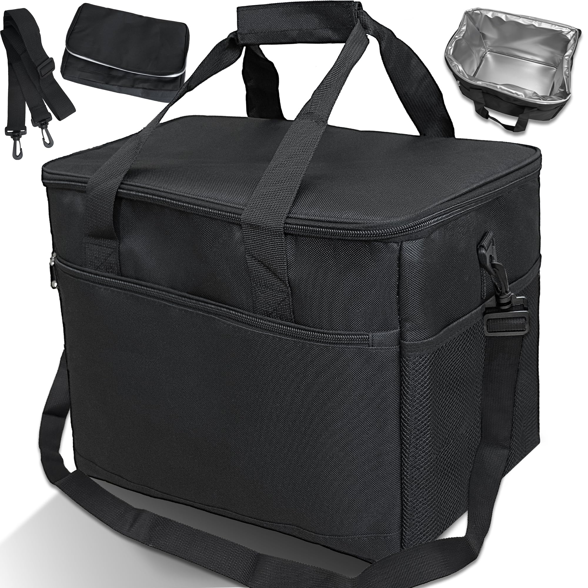 

Cooling Soft Cooler 35L Large Capacity Insulated 600D Waterproof Lightweight for Outdoor Convenient Shopping Basket Black 12-Hour RetentionFoldable