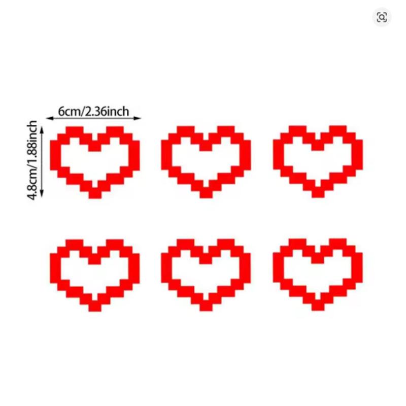 Car stickers mosaic pixel style love heart-shaped car stickers window glass body bumper decoration waterproof stickers 6PCS/1SET
